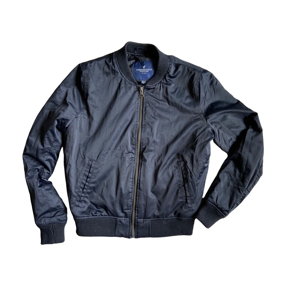 American Eagle‎ Bomber Jacket Womens Size S Black Zip Up Lightweight Streetwear - Picture 4 of 11